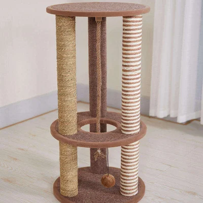 Alto Sisal Pole Cat Climbing Tree Frame moderno Cat Scratcher Posta con giocattoli a sfera