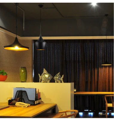 Lampada a sospensione Hot Black Modern Decorative Kitchen in metallo Ombra