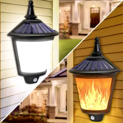 Fiammifero da cortile fiamme applique esterni decorazione fiamma solare Hanging Lampada solare a LED in plastica con movimento antincendio
