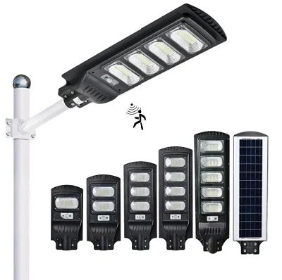 Prezzo all&prime;ingrosso: 100 W 150 W 200 W 250 W risparmio energetico all&prime;aperto Sensore di movimento a proiettore da pannello alimentato a LED da parete da giardino con batteria per strada All in one Solar Street Light