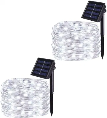 Luci a corda solare per esterni, 200 luci a LED alimentate a energia solare Fairy&#160;luce fredda bianca impermeabile decorativa per patio Garden Yard Party Wedding