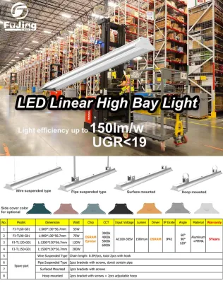 Magazzino alloggiamento in alluminio 100W 150W 200W 155lm/W LED lineare alto Luce della baia