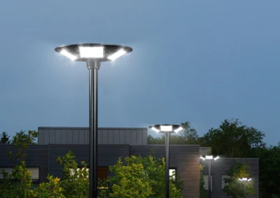 UFO forma rotonda LED solare strada Giardino luce Bianco caldo Bianco