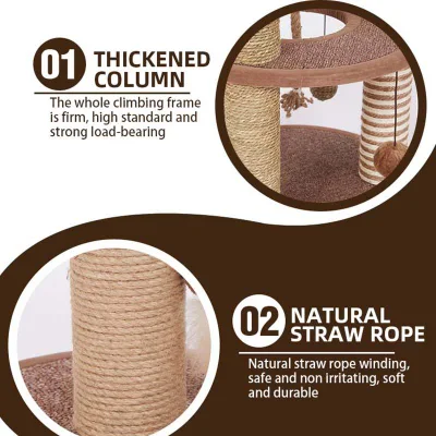 Alto Sisal Pole Cat Climbing Tree Frame moderno Cat Scratcher Posta con giocattoli a sfera