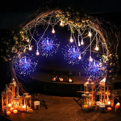 LED fuoco esplosione Natale Hanging Starburst Giardino Home corda decorativa Luci