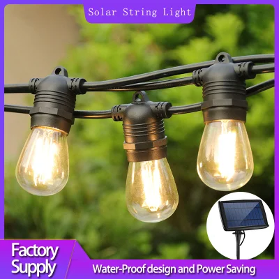 Lampade LED Vintage Edison ST64 Holiday Garden patio Festoon Lighting Lampada a LED a corda solare per esterni