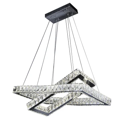 Lampada a sospensione con illuminazione a cristallo LED moderna, a sospensione, forma quadrata Decorativo