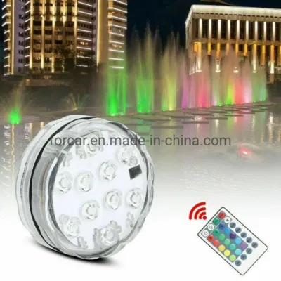Illuminazione decorativa da giardino all&prime;aperto di alta qualità con telecomando a infrarossi Batteria alimentato subacqueo lampada subacquea impermeabile LED piscina sommergibile Leggero