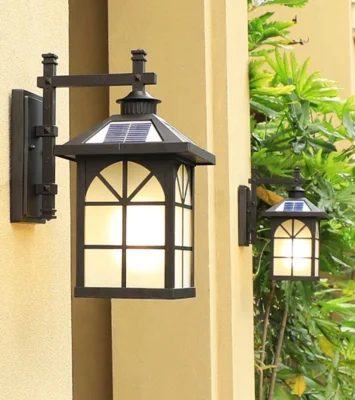 Illuminazione orizzontale con cancello a LED esterno Bollard Lampara con montante esterno Applique Vintage per la casa a energia solare
