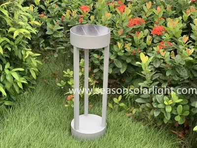 Nuova illuminazione rotonda energia solare illuminazione esterna luce da giardino Bollard Con luce LED calda+bianca