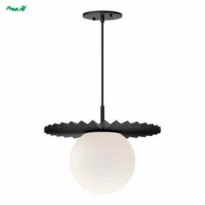 Pendente a sospensione con luce pendente in Kithen dorato in vetro globale con disco decorativo plissettato Lampada