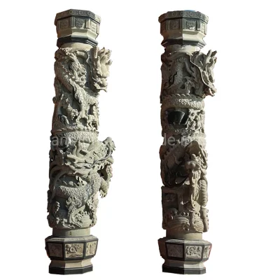 Colonne in marmo di granito grande in stile greco con drago per interni Esterno