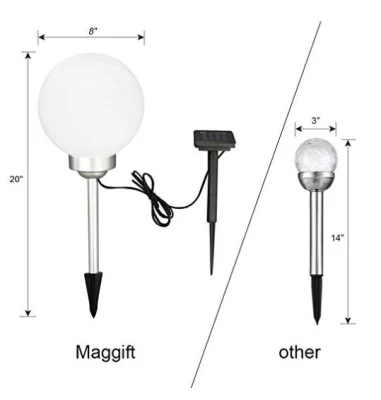 Goldmore11 lampada rotonda a LED a forma di lampadina solare per giardino Decorazione esterno impermeabile IP65 Bollard Solar Stick luci Campeggio Bianco Leggero