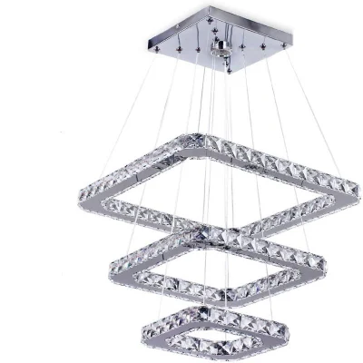 Lampada a sospensione con illuminazione a cristallo LED moderna, a sospensione, forma quadrata Decorativo