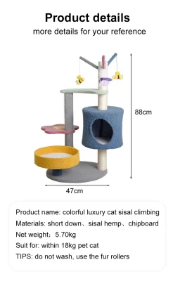 Nuovo design Plush Safety Cat scratching poli Condos Torri alberi Legno Mobili Torre Sisal Cat Tree