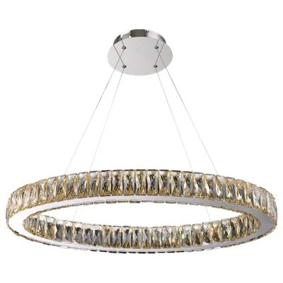 Nuovo lampadario decorativo a LED in acciaio inox con sospensione Crystal Circle Lampada a sospensione LED per sala da pranzo Bar Ristorante