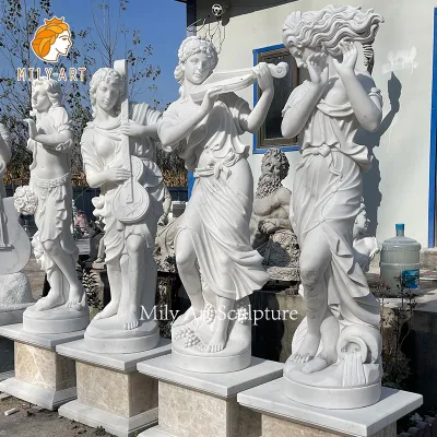 Orchestra classica a grandezza naturale Statua in marmo bianco Lady sculture