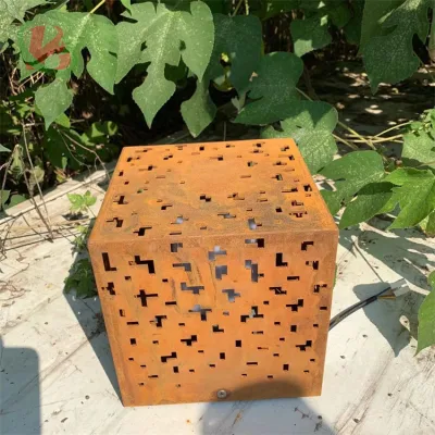 Giardino esterno Raised Corten acciaio quadrato Hollow Bollard luce