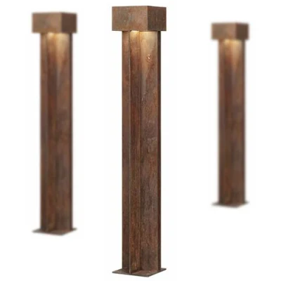 Luci urbane Bollard Corten acciaio illuminazione da giardino