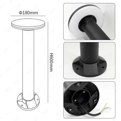 Lampada da giardino a LED impermeabile IP65 per esterni LED da 18 W. Luce a bolo