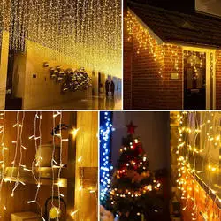Lampada a cortina Garland impermeabile con aggancio a canestro, 400LED, 10m con Luce lampeggiante per cerimonia nuziale decorazione giardino cortina