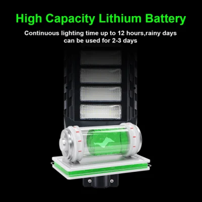 Lampada da strada a LED a batteria a energia solare nuovo design Luce solare da strada da 100 W in un&prime;unica soluzione