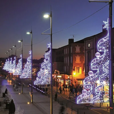2023 il più nuovo palo esterno decorativo di Natale 2D di alta qualità per le feste Luci Street Motif