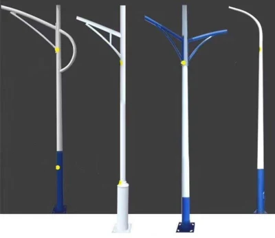 Hepu 5m 6m 7m 8m 9m 10m 11m 12m Q345 Q235 Polo ottico stradale conico a doppio braccio singolo ottagonale, lampada per illuminazione stradale zincata a polvere zincata a caldo