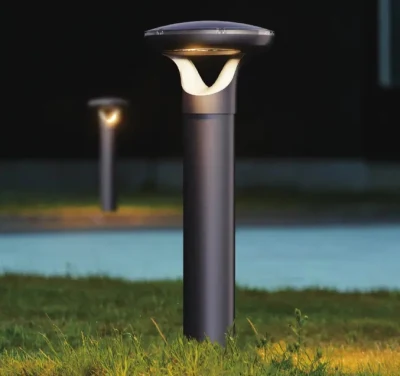 Luce da giardino a energia solare moderna vialetto per esterni illuminazione alluminio Lampada solare a Bollard da giardino in lega