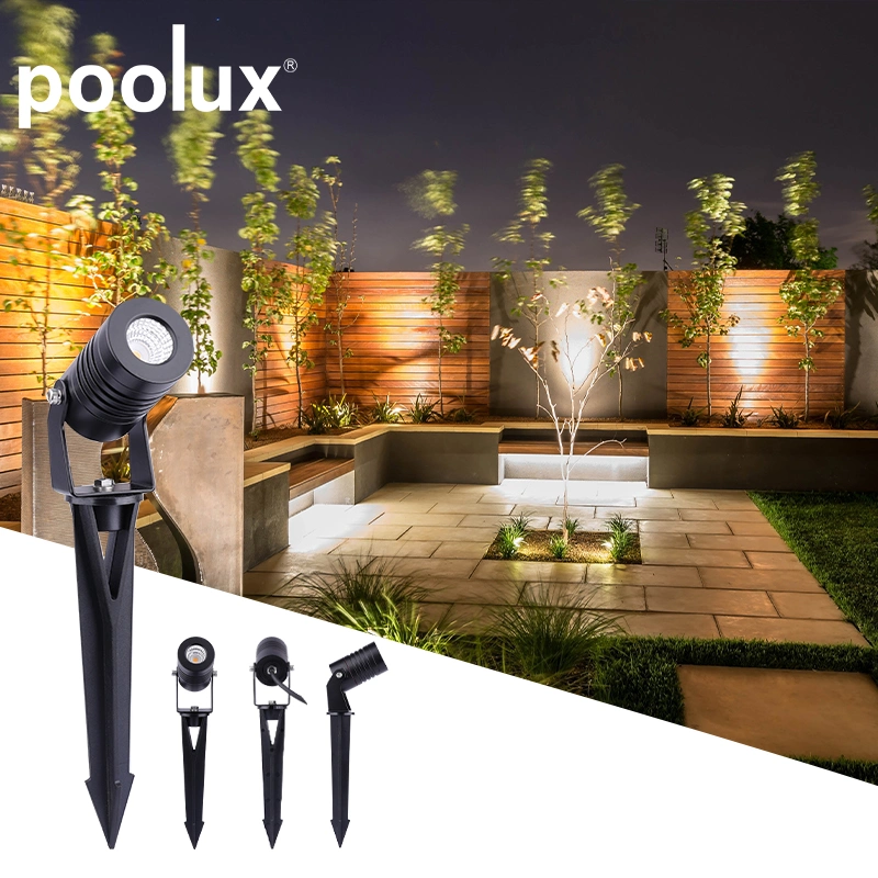 Poolux Best Sale Modern Round Base Pathway Aluminum Spotlights High Voltage 120 240V IP65 Outdoor Design LED Garden Light