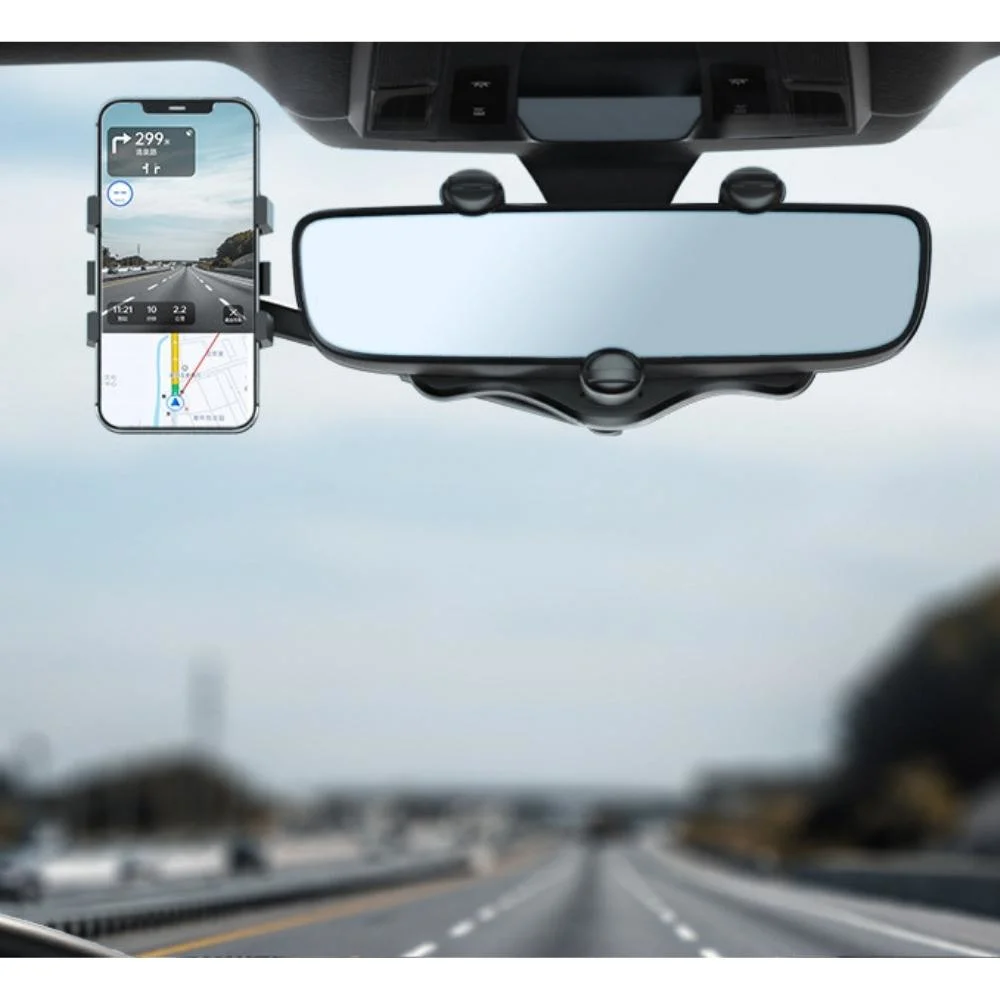 Universal 360 Degree Rotatable and Retractable Car Phone Holder Multifunctional Rearview Mirror Phone Mount for Mobile Phones Wyz20546