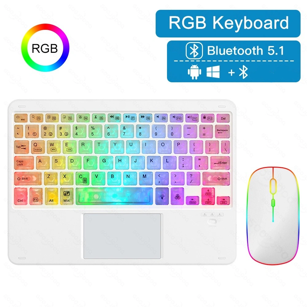 iPad Backlit Bluetooth Keyboard Laptop Tablet Keyboard 10 Inch Colorful Luminous