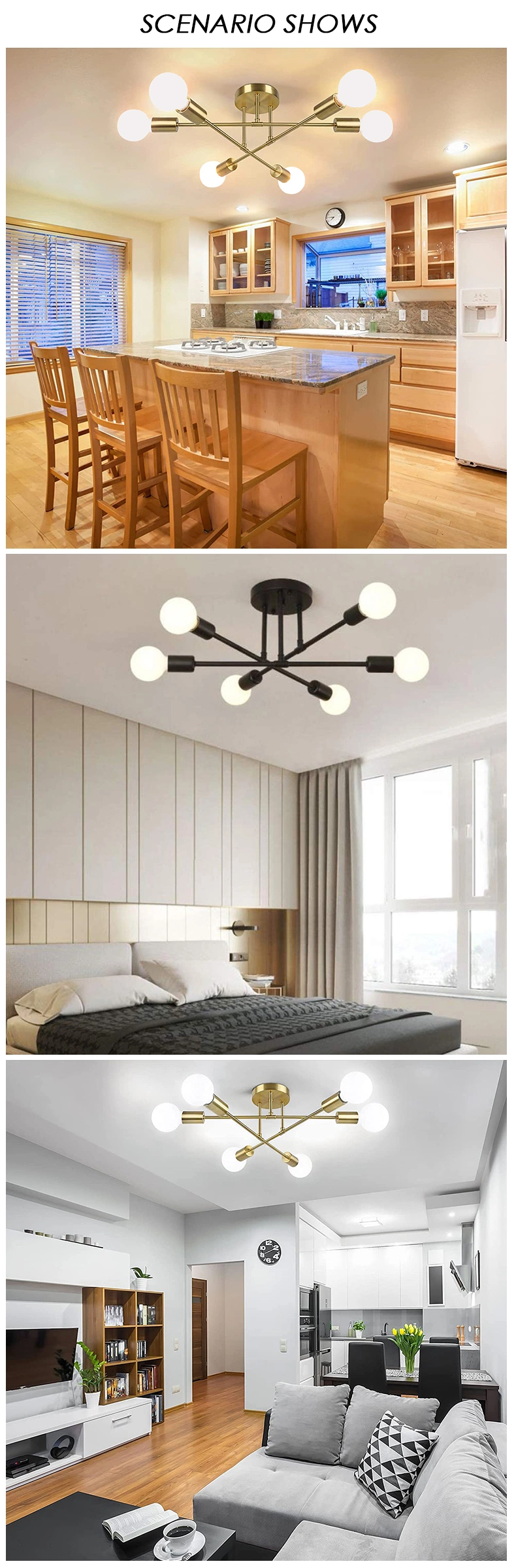 Hanging Decorative Luxury Modern Interior Chandelier Modern Nordic Bedroom Ceiling Light