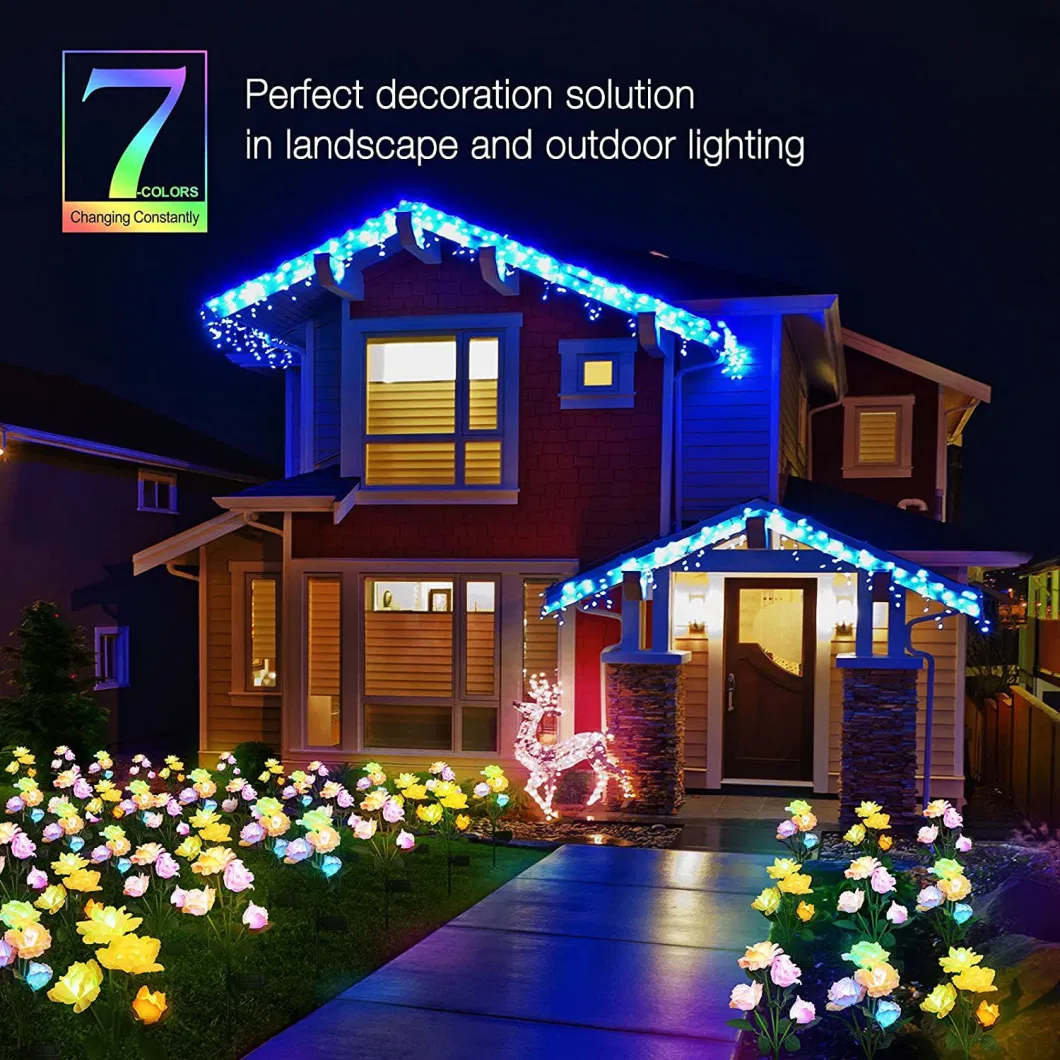 Multicolor Flower Shape Decoration Lights E Solar IP65 Waterproof Lily Flower LED Solar Powered LED Garden Light