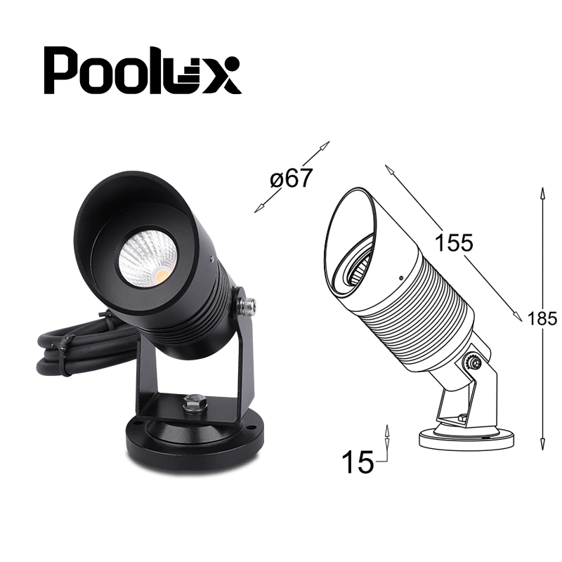 Poolux Best Sale Modern Round Base Pathway Aluminum Spotlights High Voltage 120 240V IP65 Outdoor Design LED Garden Light