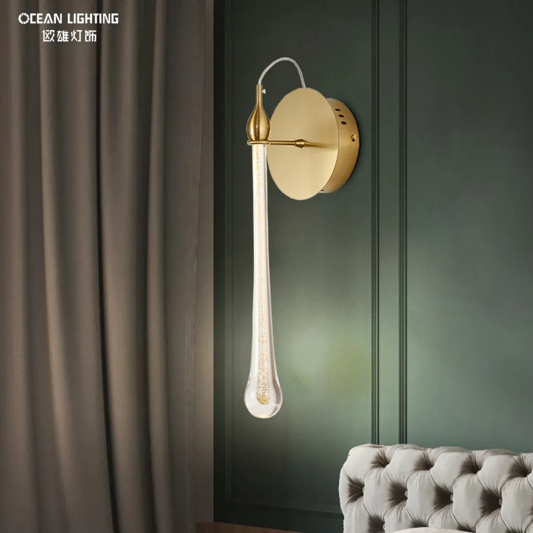 Ocean Lamp Wholesale Price Bedroom Bedside Lamp Living Room Reading Lighting LED Decorative Drop Crystal Wall Lamp