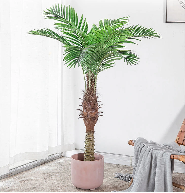 European Ins Hot Style Decoration Artificial Potted Plant Tall Palm Plant Bonsai Palm Tree for Hotel Garden Decoration