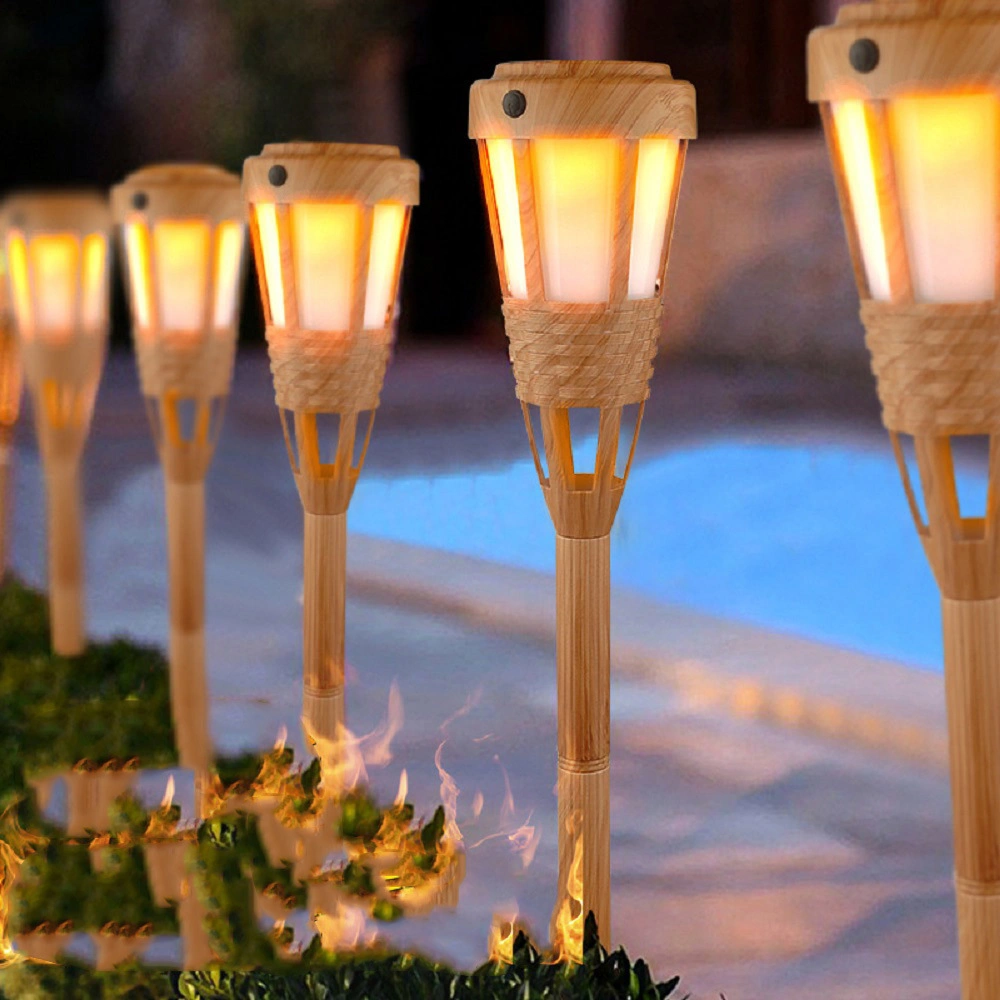 Bamboo Torch Lights Landscape Garland Lawn Spike Spotlights Garden Solar Ci17324