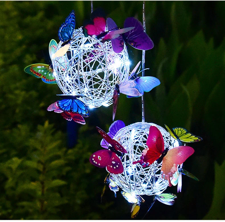 High Quality Garden Butterfly LED Light Wind Chime Light for Home Yard Garden Simulation Animal Hanging Tree Lamp