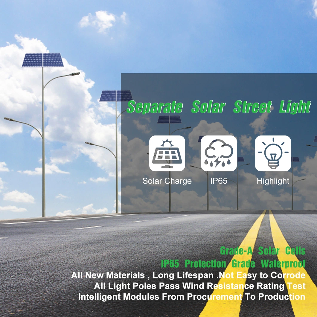 Easy Installastion Intelligent Control Outdoor 100W 120W Separated LED Solar Street Light