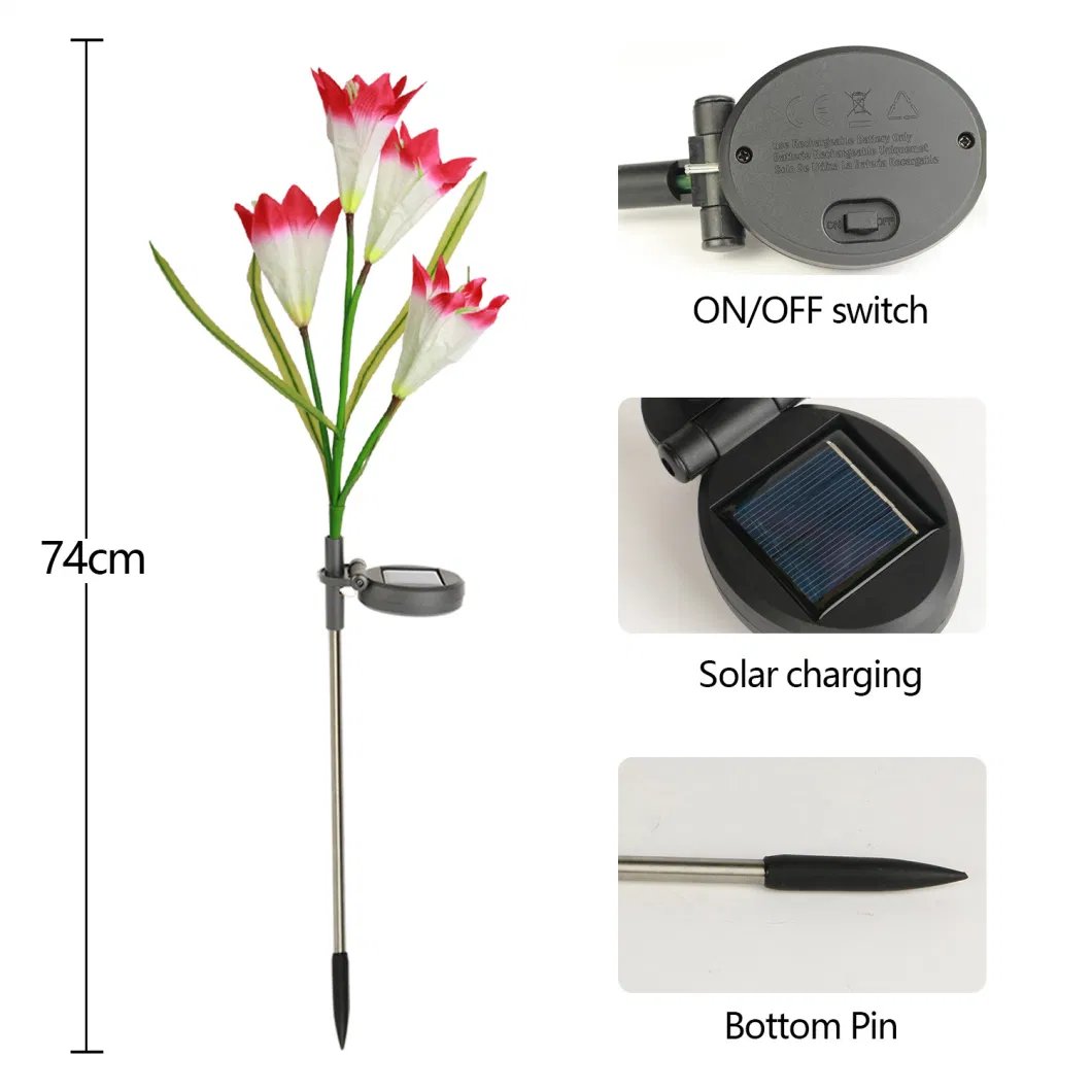 Multicolor Flower Shape Decoration Lights E Solar IP65 Waterproof Lily Flower LED Solar Powered LED Garden Light