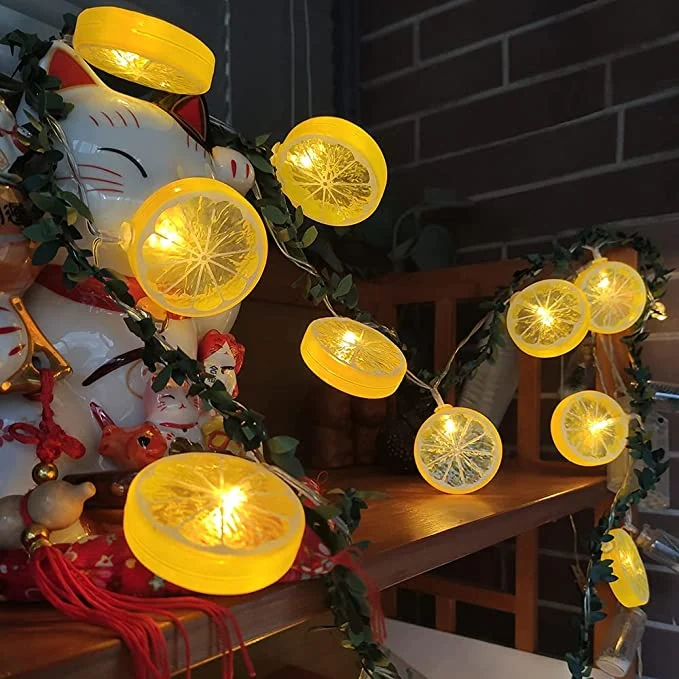 Hkh Novelty Lemon Orange Battery Operated Warm Twinkle Summer Party Garden Home Indoor Fairy String Lights Christmas