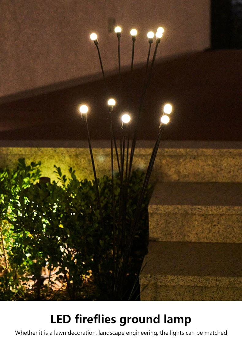 Solar Firefly Light Waterproof LED Garden Light for Lawn Floor Path Decoration LED Wind Swing Yard Light