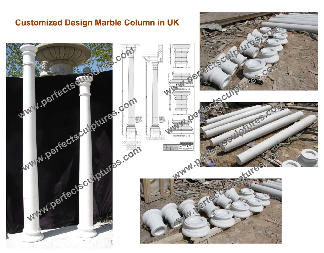 Classical European Luxury High Quality Art Work Stone Pillars Marble Columns for Interior Decorative Wedding Building House Villa Ornament (QCM231)