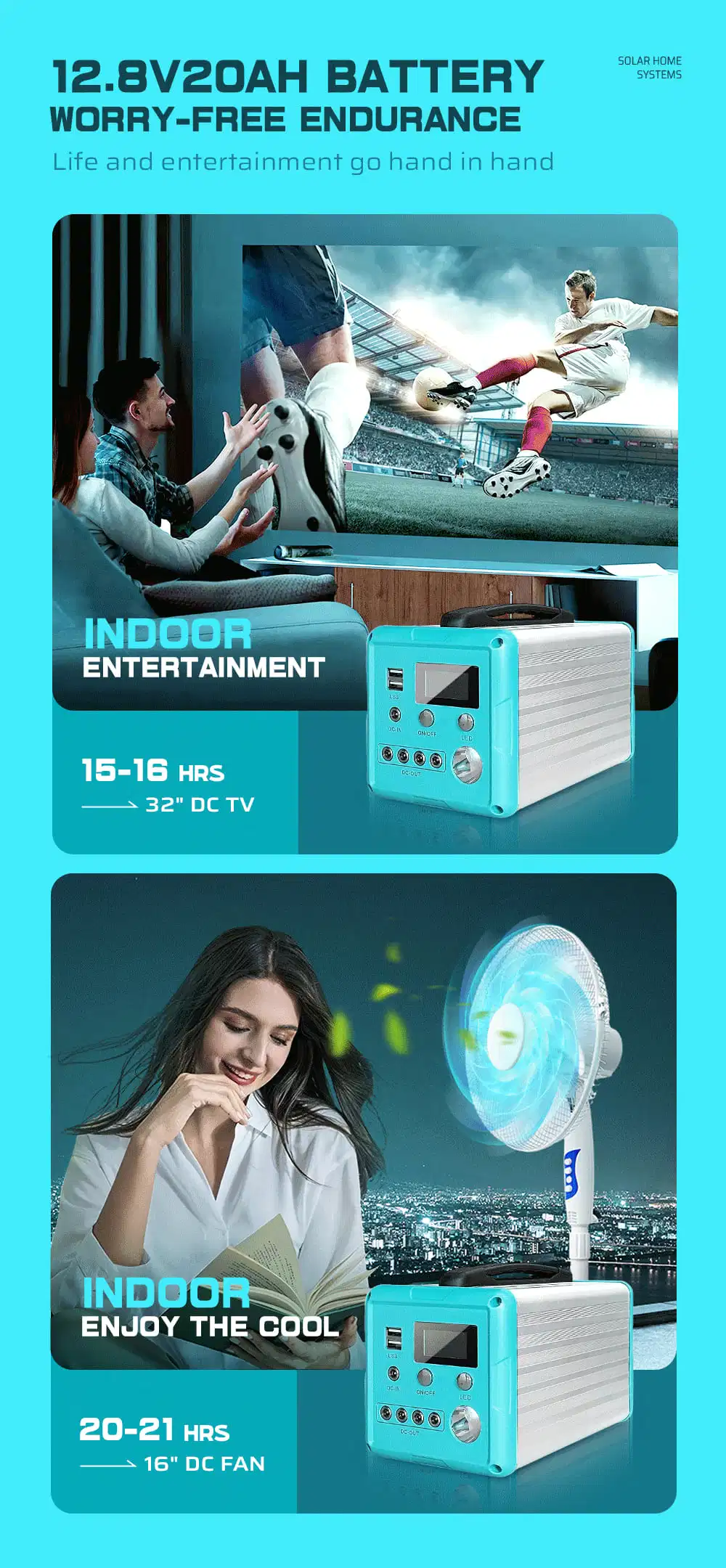 Complete Solar Business Portable Power off Grid Energy Storage Home System Solar Light TV and Fan Home Battery Kits