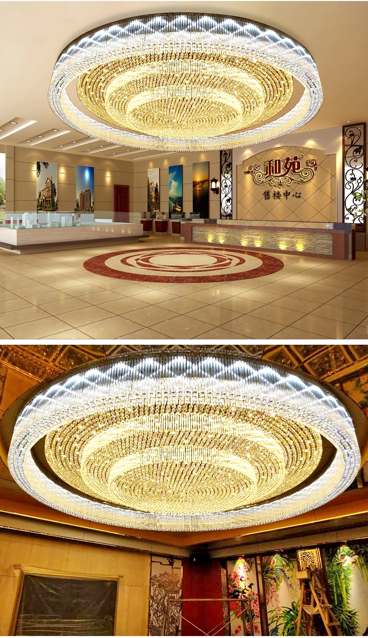 Hotel Lobby Indoor Staircase Custom Project Glass Round LED Ceiling Chandelier Lamp