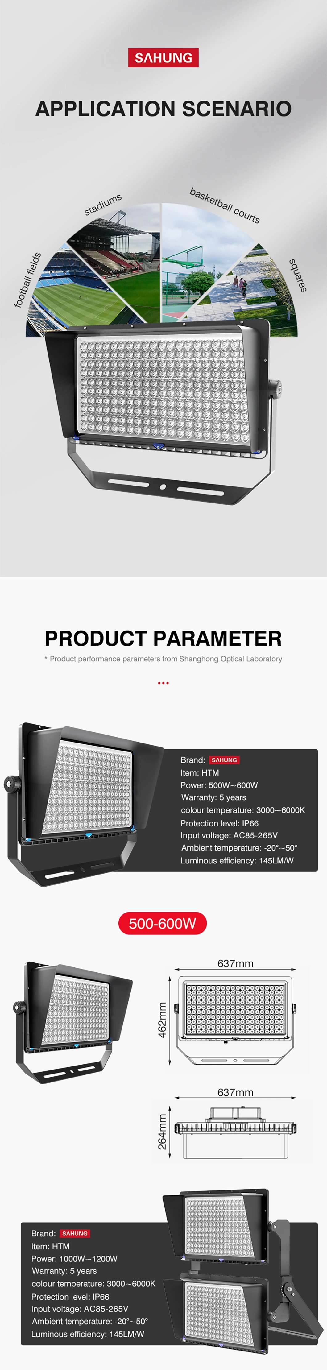 Factory Direct Waterproof High Mast Professional Sport Field LED Stadium Flood Lighting