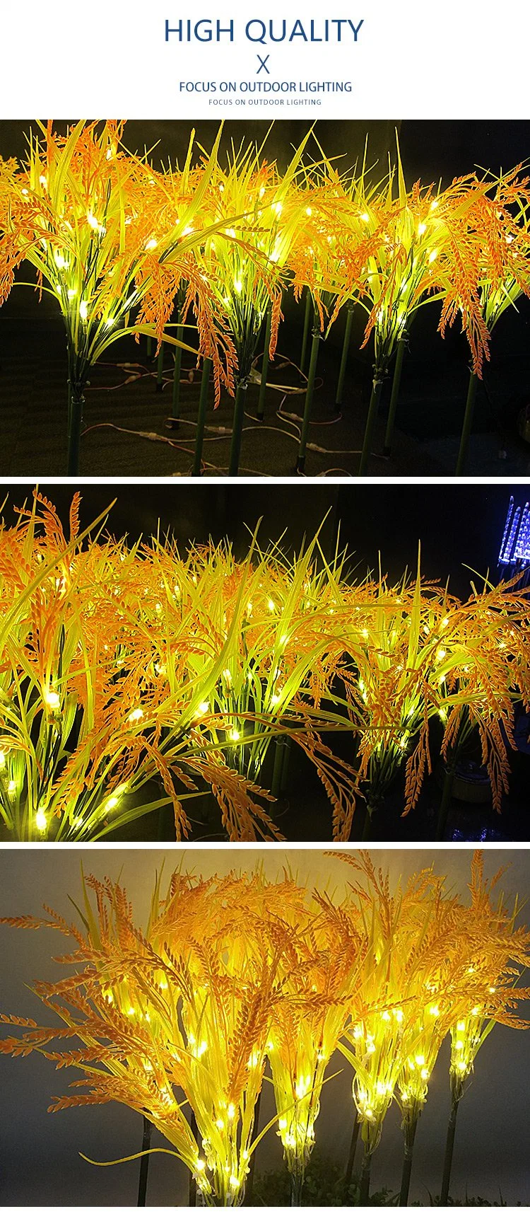 LED Outdoor Garden Decorative Waterproof LED Rice Wheat Lamp Dandelion Solar Power Lawn Light Lamp for Landscape Path Yard Lights