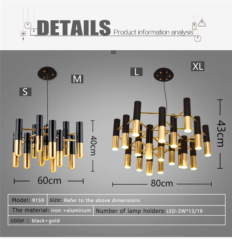 Europe Style Gold Creative Iron Pendant Lamp for Hotel Decorative Lighting