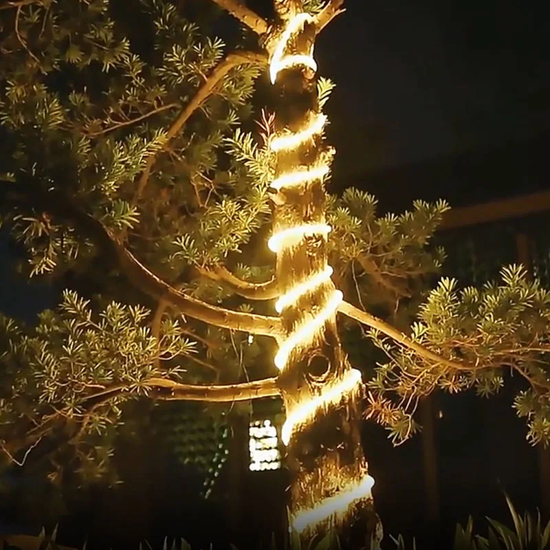 Outdoor Decorative Copper Waterproof Garden Square Park Tree Hang 20m 30m 40m 3000K Color Solar LED String Lights